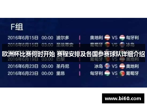欧洲杯比赛何时开始 赛程安排及各国参赛球队详细介绍 欧洲杯比赛何时开始 赛程安排及各国参赛球队详细介绍